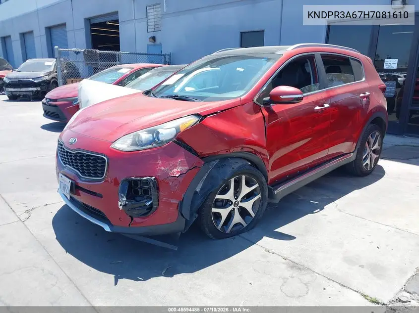 2017 Kia Sportage Sx Turbo VIN: KNDPR3A67H7081610 Lot: 45594485