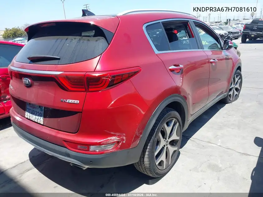 2017 Kia Sportage Sx Turbo VIN: KNDPR3A67H7081610 Lot: 45594485