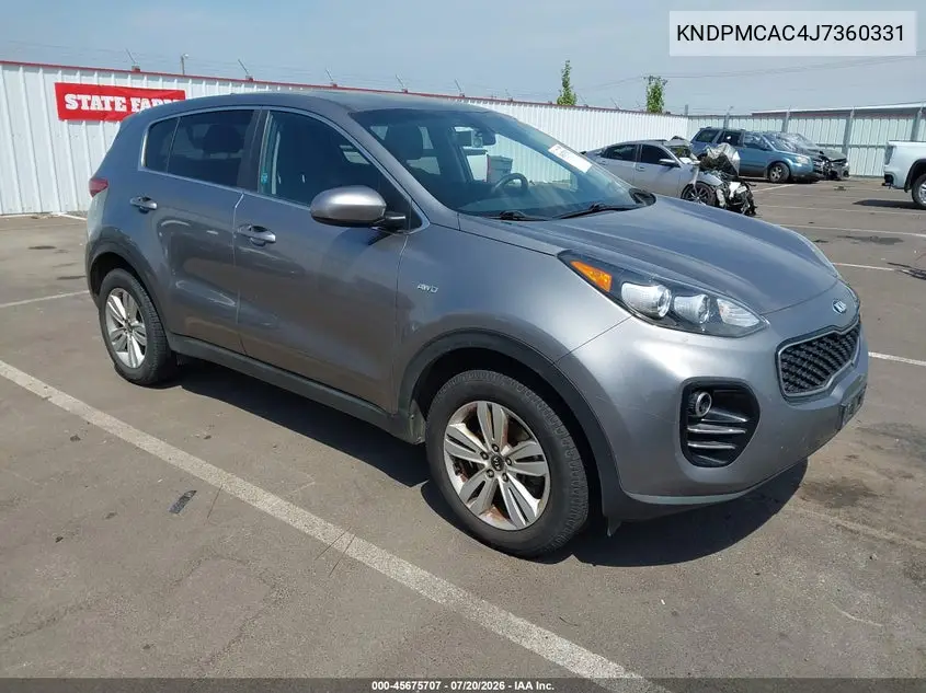 2018 Kia Sportage Lx VIN: KNDPMCAC4J7360331 Lot: 45675707