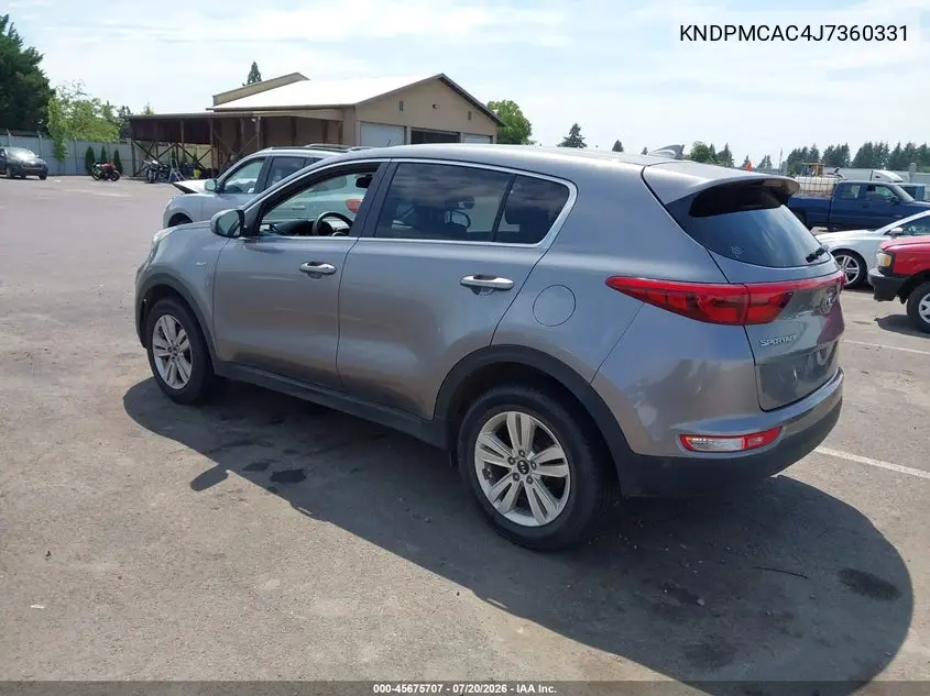 2018 Kia Sportage Lx VIN: KNDPMCAC4J7360331 Lot: 45675707