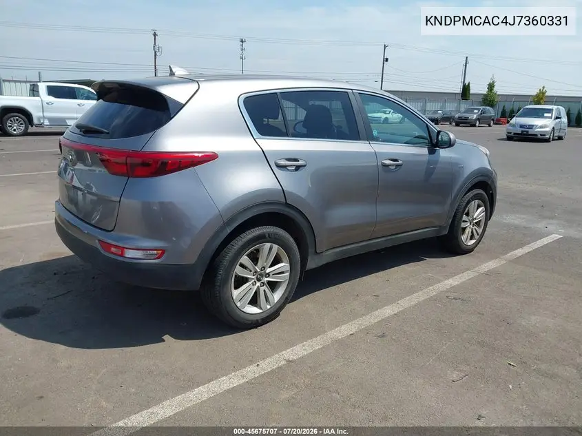 2018 Kia Sportage Lx VIN: KNDPMCAC4J7360331 Lot: 45675707