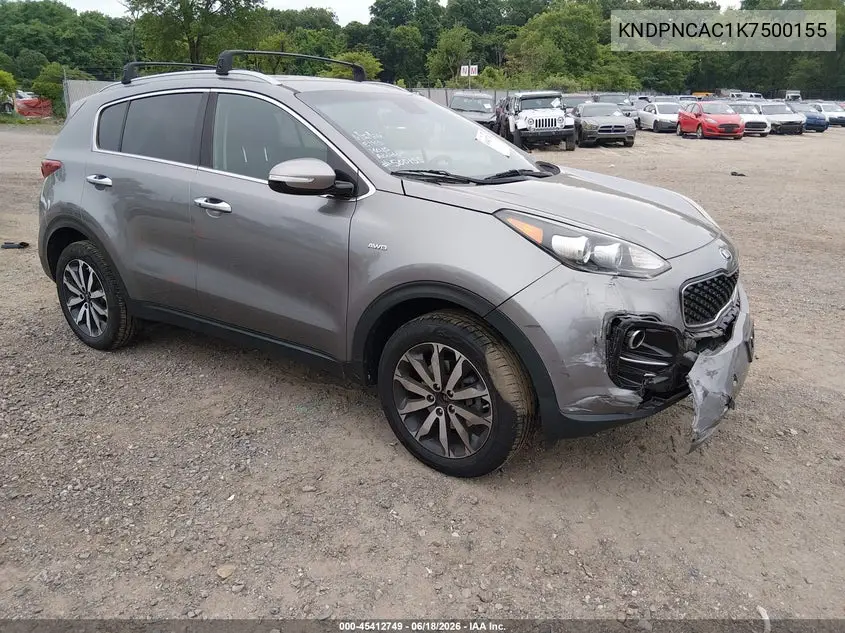 2019 Kia Sportage Ex VIN: KNDPNCAC1K7500155 Lot: 45412749