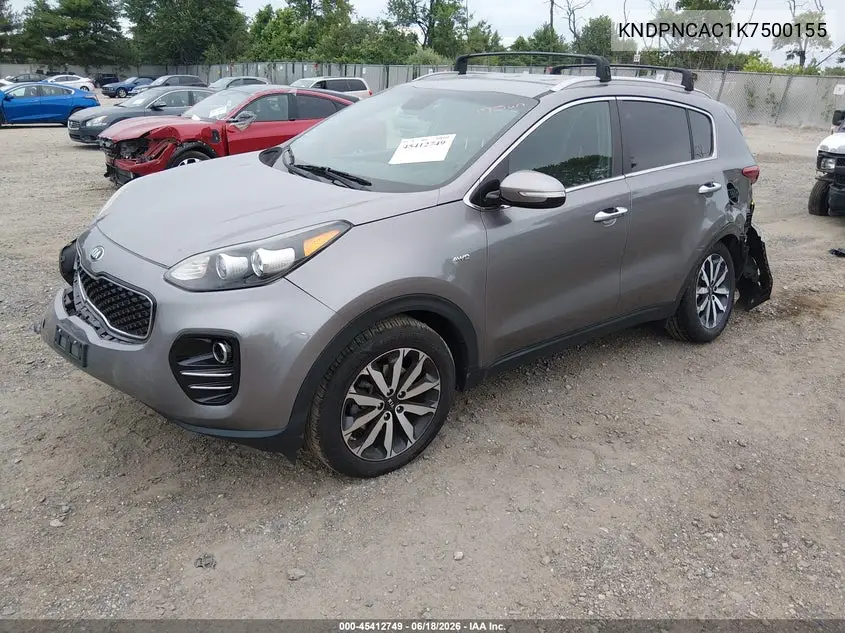 2019 Kia Sportage Ex VIN: KNDPNCAC1K7500155 Lot: 45412749