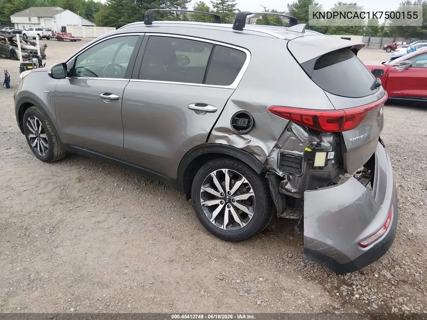 2019 Kia Sportage Ex VIN: KNDPNCAC1K7500155 Lot: 45412749