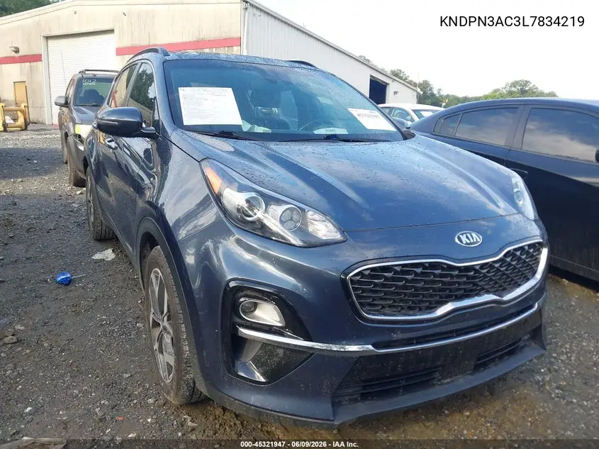 2020 Kia Sportage Ex VIN: KNDPN3AC3L7834219 Lot: 45321947