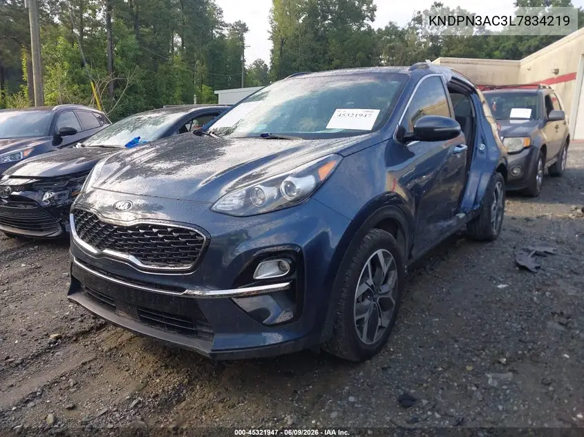 2020 Kia Sportage Ex VIN: KNDPN3AC3L7834219 Lot: 45321947