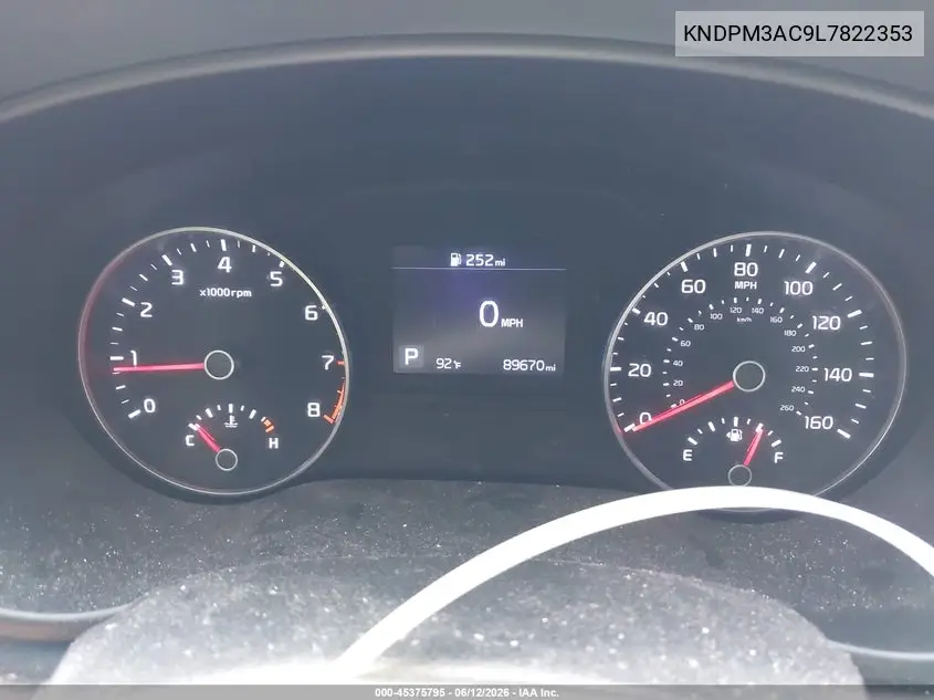 2020 Kia Sportage Lx VIN: KNDPM3AC9L7822353 Lot: 45375795