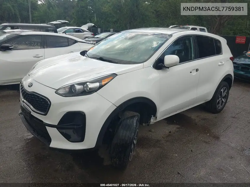 2020 Kia Sportage Lx VIN: KNDPM3AC5L7759381 Lot: 45401027