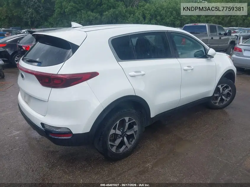 2020 Kia Sportage Lx VIN: KNDPM3AC5L7759381 Lot: 45401027