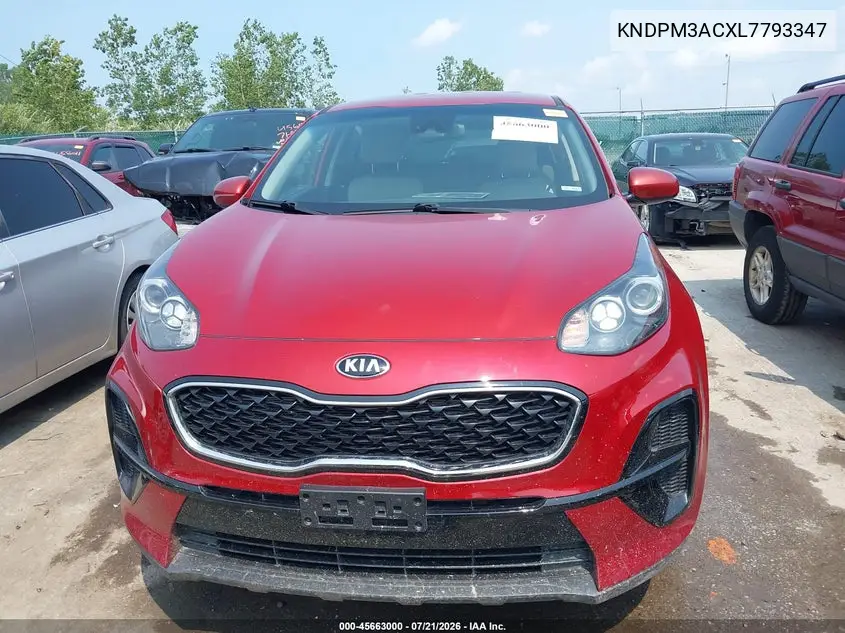 2020 Kia Sportage Lx VIN: KNDPM3ACXL7793347 Lot: 45663000