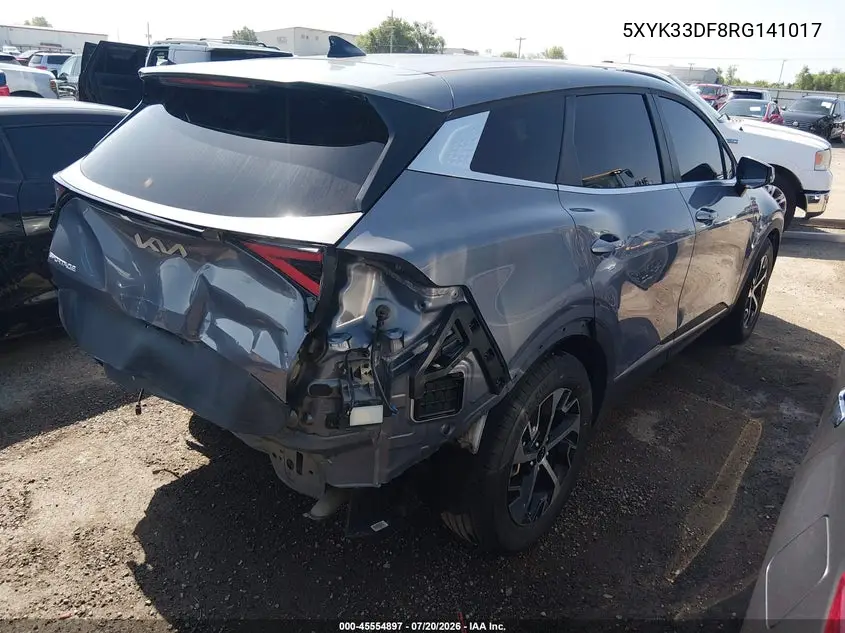 2024 Kia Sportage Ex VIN: 5XYK33DF8RG141017 Lot: 45554897