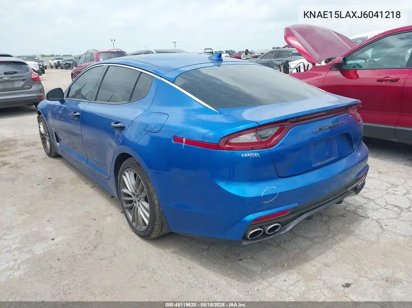 2018 Kia Stinger VIN: KNAE15LAXJ6041218 Lot: 45119620