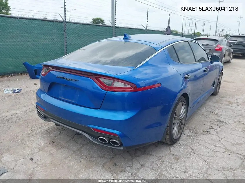 2018 Kia Stinger VIN: KNAE15LAXJ6041218 Lot: 45119620