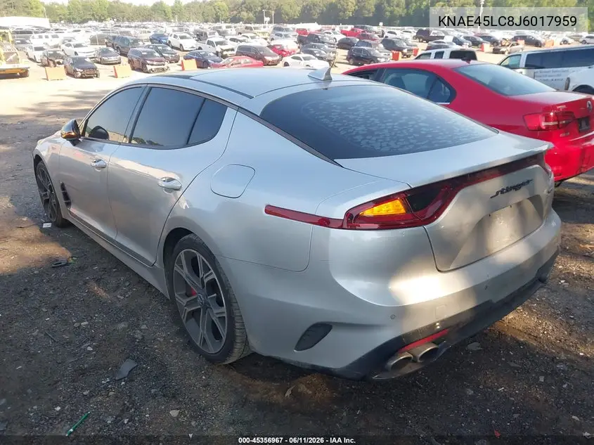 2018 Kia Stinger Gt1 VIN: KNAE45LC8J6017959 Lot: 45356967