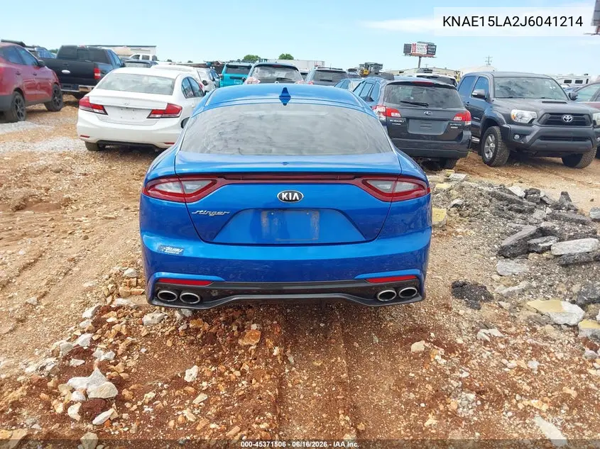 2018 Kia Stinger VIN: KNAE15LA2J6041214 Lot: 45371506