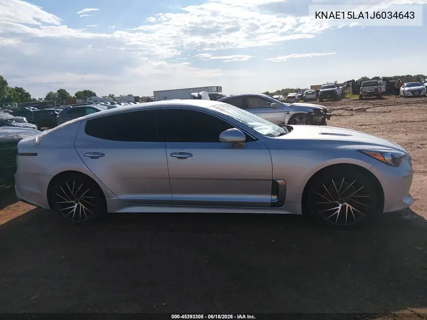 2018 Kia Stinger VIN: KNAE15LA1J6034643 Lot: 45393308