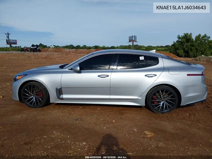 2018 Kia Stinger VIN: KNAE15LA1J6034643 Lot: 45393308