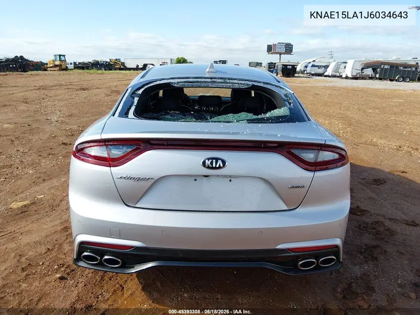 2018 Kia Stinger VIN: KNAE15LA1J6034643 Lot: 45393308
