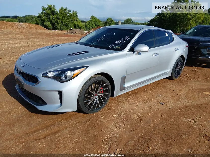 2018 Kia Stinger VIN: KNAE15LA1J6034643 Lot: 45393308