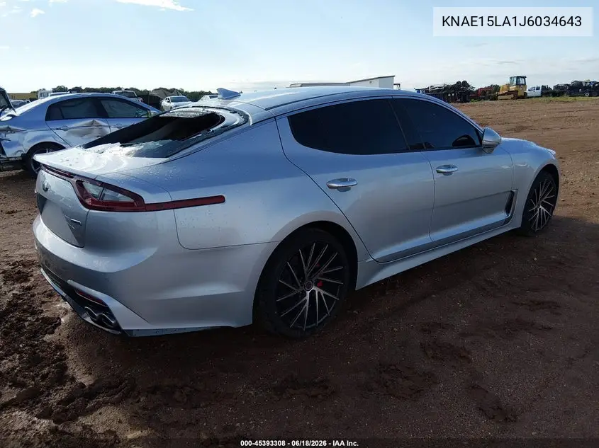 2018 Kia Stinger VIN: KNAE15LA1J6034643 Lot: 45393308