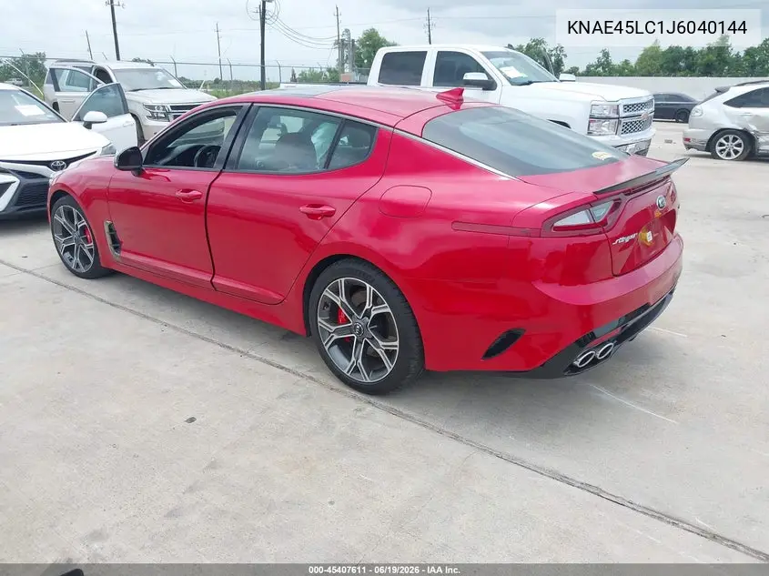 2018 Kia Stinger Gt1 VIN: KNAE45LC1J6040144 Lot: 45407611