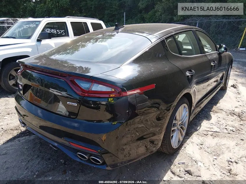 2018 Kia Stinger VIN: KNAE15LA0J6016666 Lot: 45554292