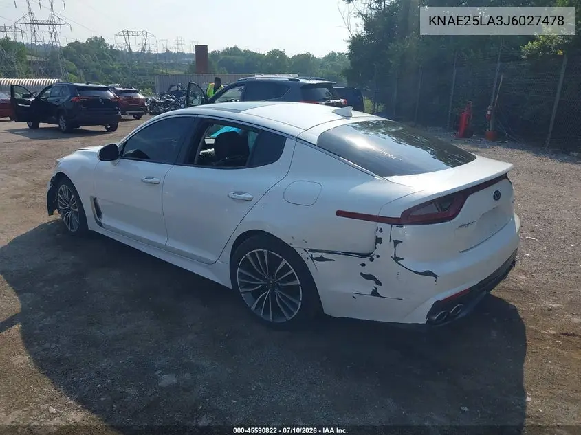 2018 Kia Stinger Premium VIN: KNAE25LA3J6027478 Lot: 45590822