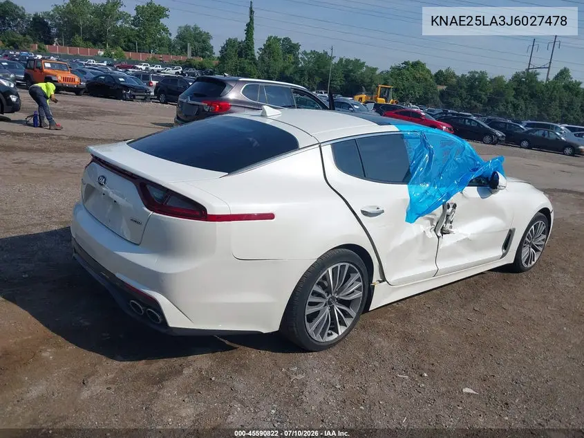2018 Kia Stinger Premium VIN: KNAE25LA3J6027478 Lot: 45590822