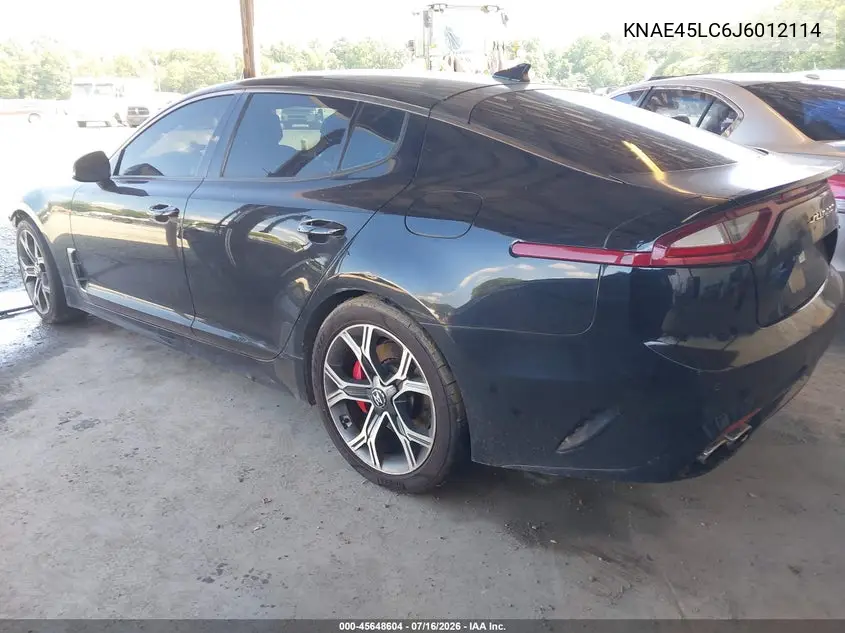 2018 Kia Stinger Gt1 VIN: KNAE45LC6J6012114 Lot: 45648604