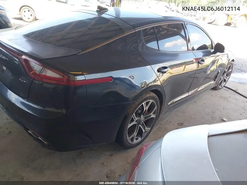 2018 Kia Stinger Gt1 VIN: KNAE45LC6J6012114 Lot: 45648604