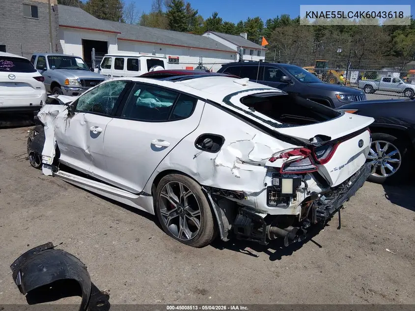 2019 Kia Stinger Gt2 VIN: KNAE55LC4K6043618 Lot: 45008513