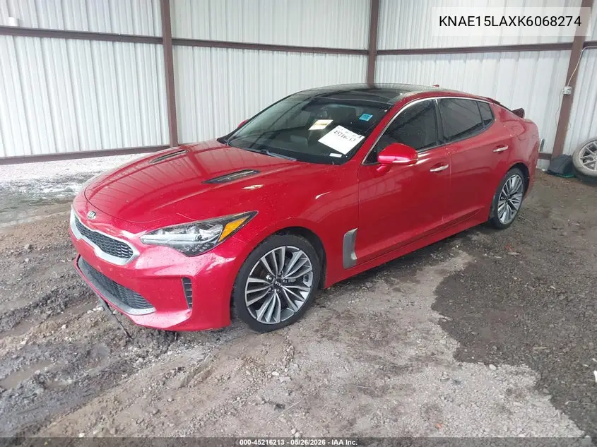 2019 Kia Stinger VIN: KNAE15LAXK6068274 Lot: 45216213
