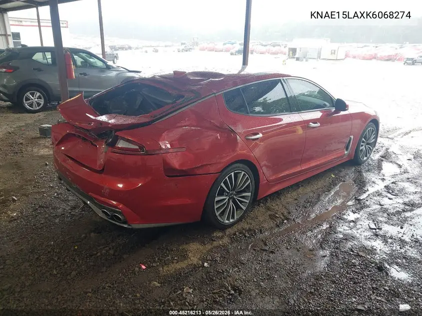 2019 Kia Stinger VIN: KNAE15LAXK6068274 Lot: 45216213