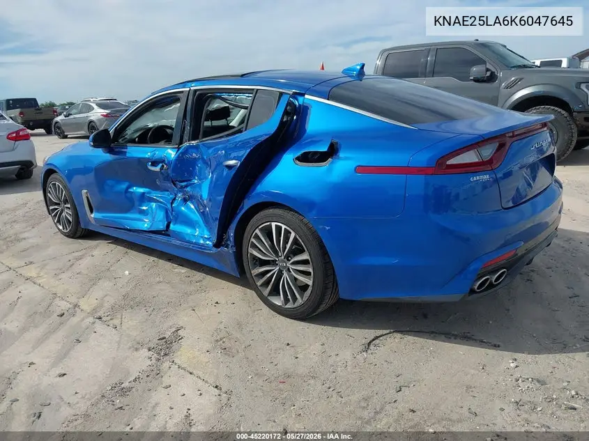 2019 Kia Stinger Premium VIN: KNAE25LA6K6047645 Lot: 45220172