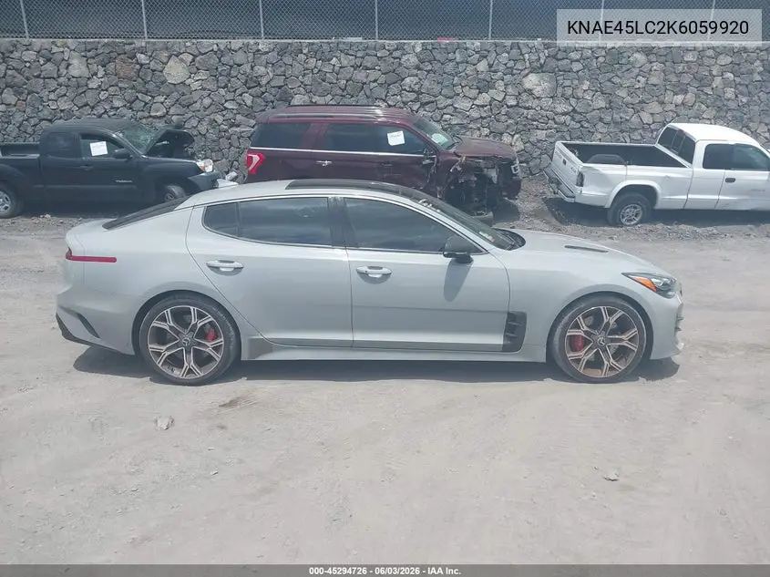 2019 Kia Stinger Gt1 VIN: KNAE45LC2K6059920 Lot: 45294726