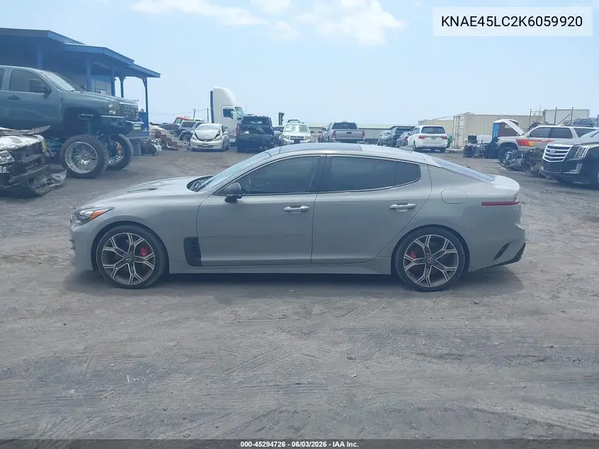 2019 Kia Stinger Gt1 VIN: KNAE45LC2K6059920 Lot: 45294726