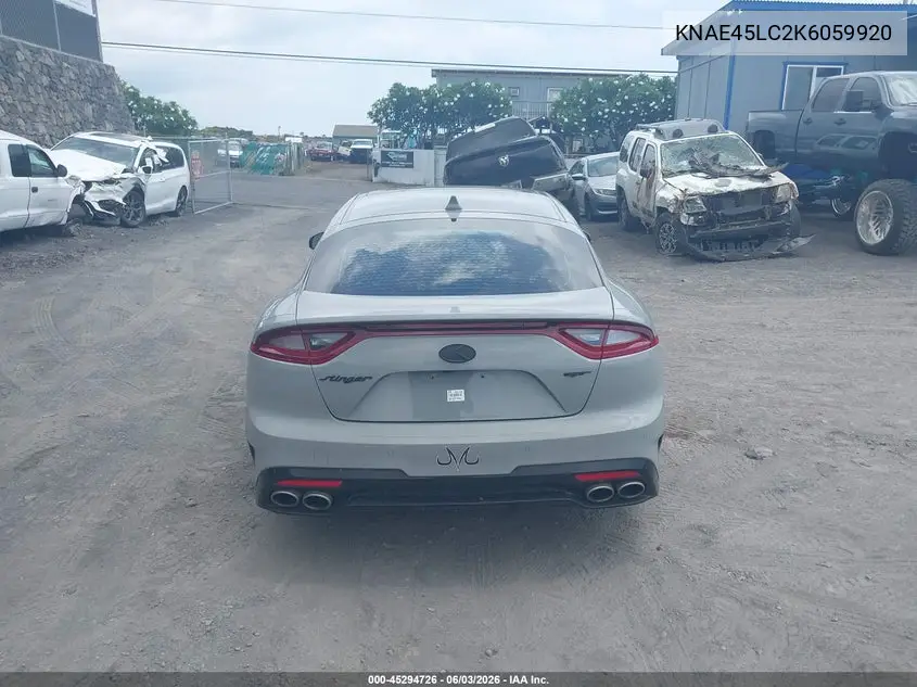 2019 Kia Stinger Gt1 VIN: KNAE45LC2K6059920 Lot: 45294726