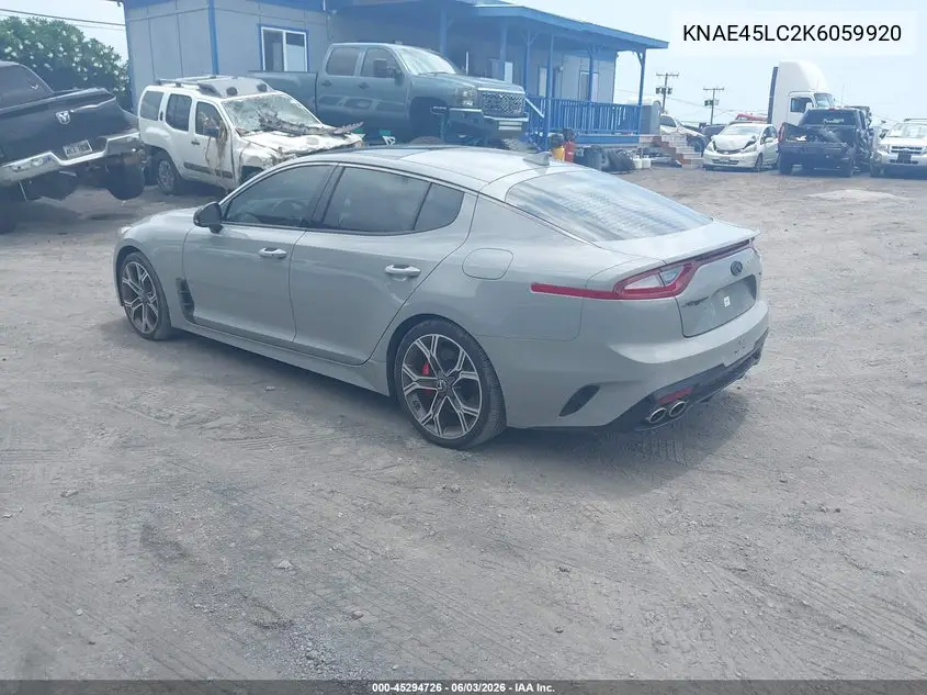 2019 Kia Stinger Gt1 VIN: KNAE45LC2K6059920 Lot: 45294726