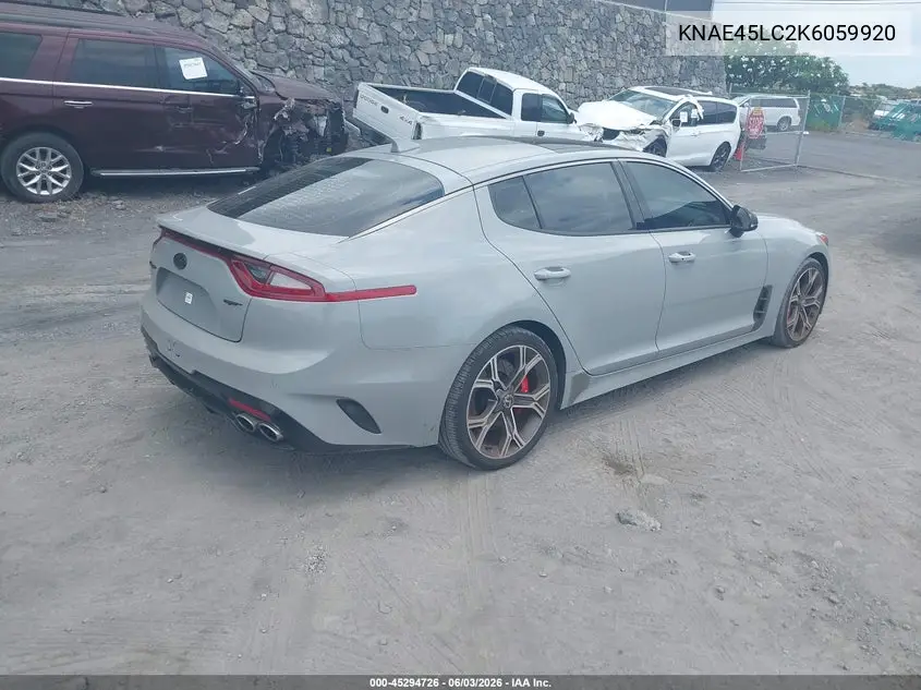 2019 Kia Stinger Gt1 VIN: KNAE45LC2K6059920 Lot: 45294726