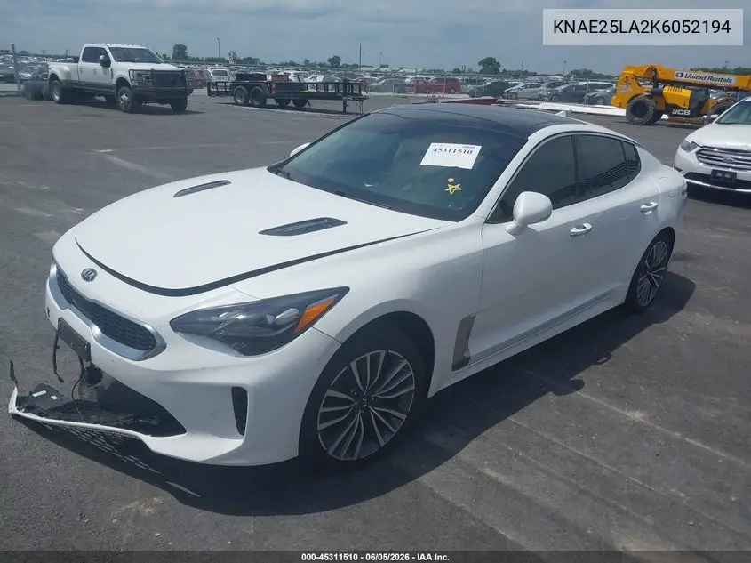 2019 Kia Stinger Premium VIN: KNAE25LA2K6052194 Lot: 45311510
