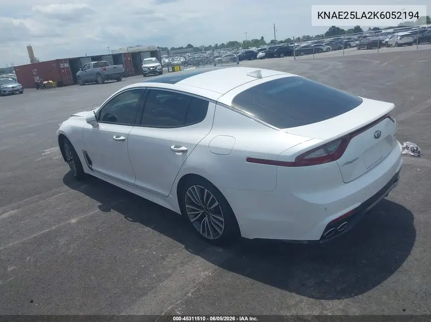 2019 Kia Stinger Premium VIN: KNAE25LA2K6052194 Lot: 45311510