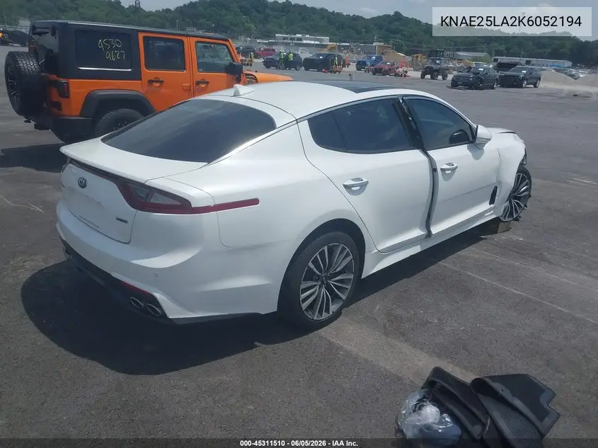 2019 Kia Stinger Premium VIN: KNAE25LA2K6052194 Lot: 45311510