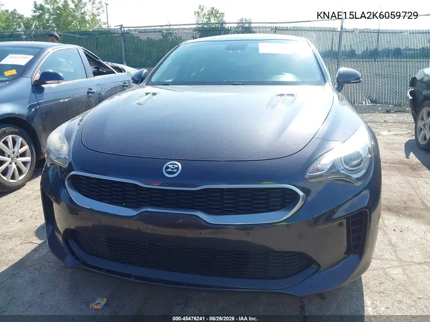 2019 Kia Stinger VIN: KNAE15LA2K6059729 Lot: 45476241