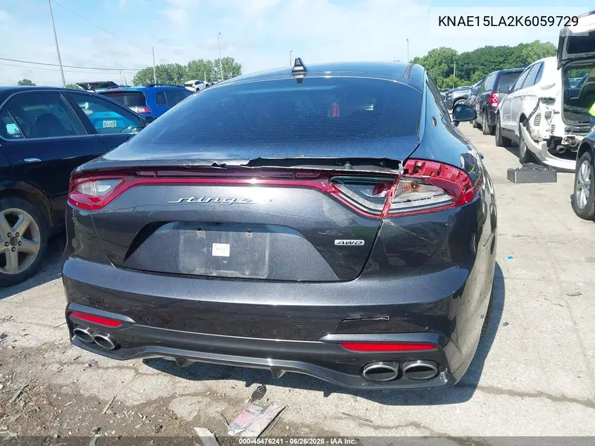 2019 Kia Stinger VIN: KNAE15LA2K6059729 Lot: 45476241