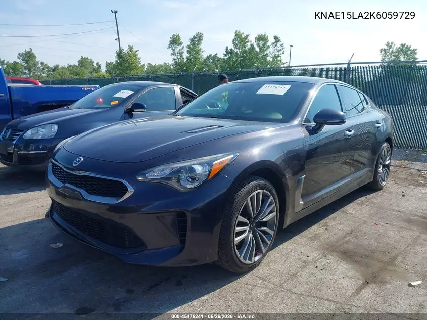 2019 Kia Stinger VIN: KNAE15LA2K6059729 Lot: 45476241