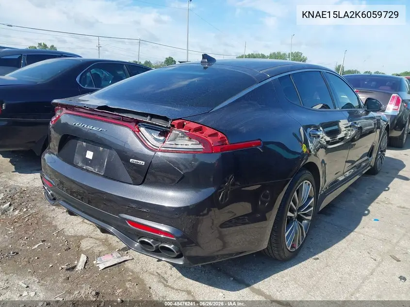 2019 Kia Stinger VIN: KNAE15LA2K6059729 Lot: 45476241