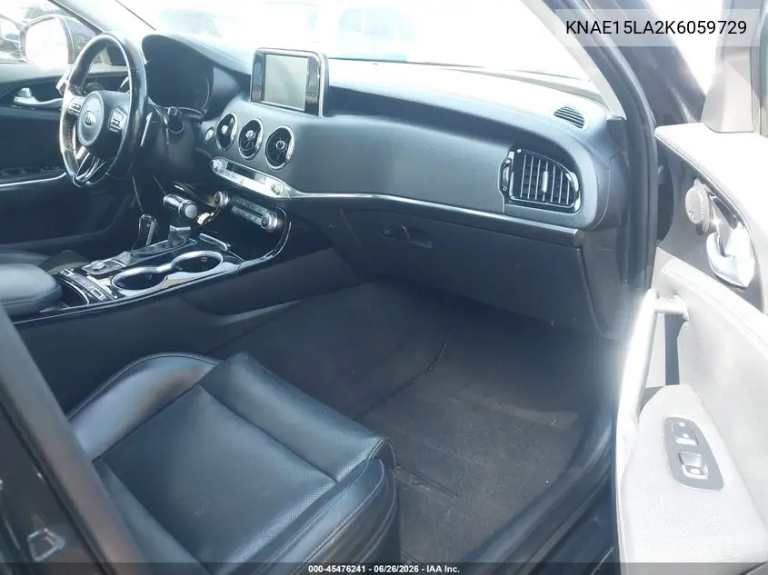2019 Kia Stinger VIN: KNAE15LA2K6059729 Lot: 45476241