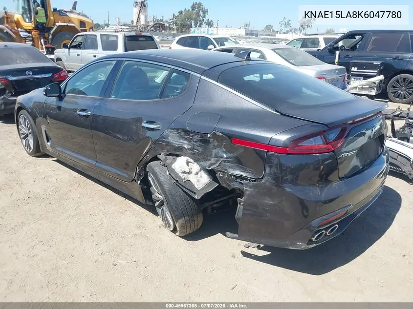 2019 Kia Stinger VIN: KNAE15LA8K6047780 Lot: 45567365