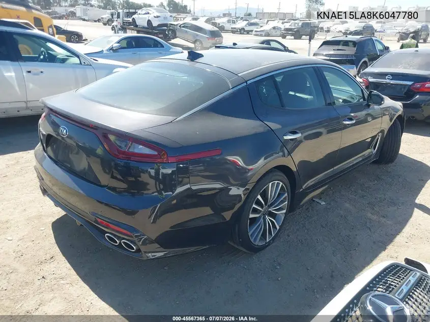 2019 Kia Stinger VIN: KNAE15LA8K6047780 Lot: 45567365