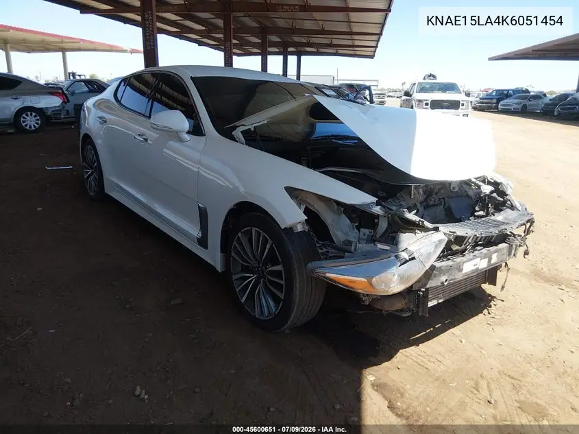 2019 Kia Stinger VIN: KNAE15LA4K6051454 Lot: 45600651